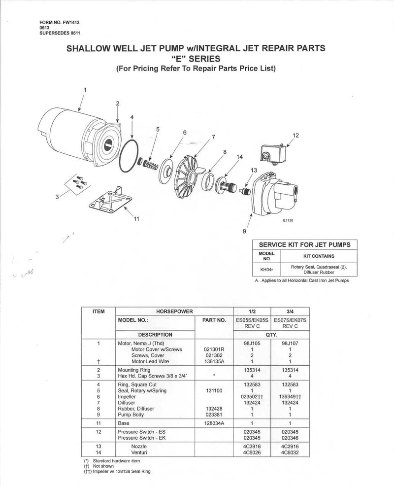 EK 1/2 & 3/4HP Parts