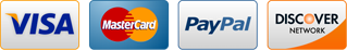We accept Visa, Discover, Mastercard, & PayPal